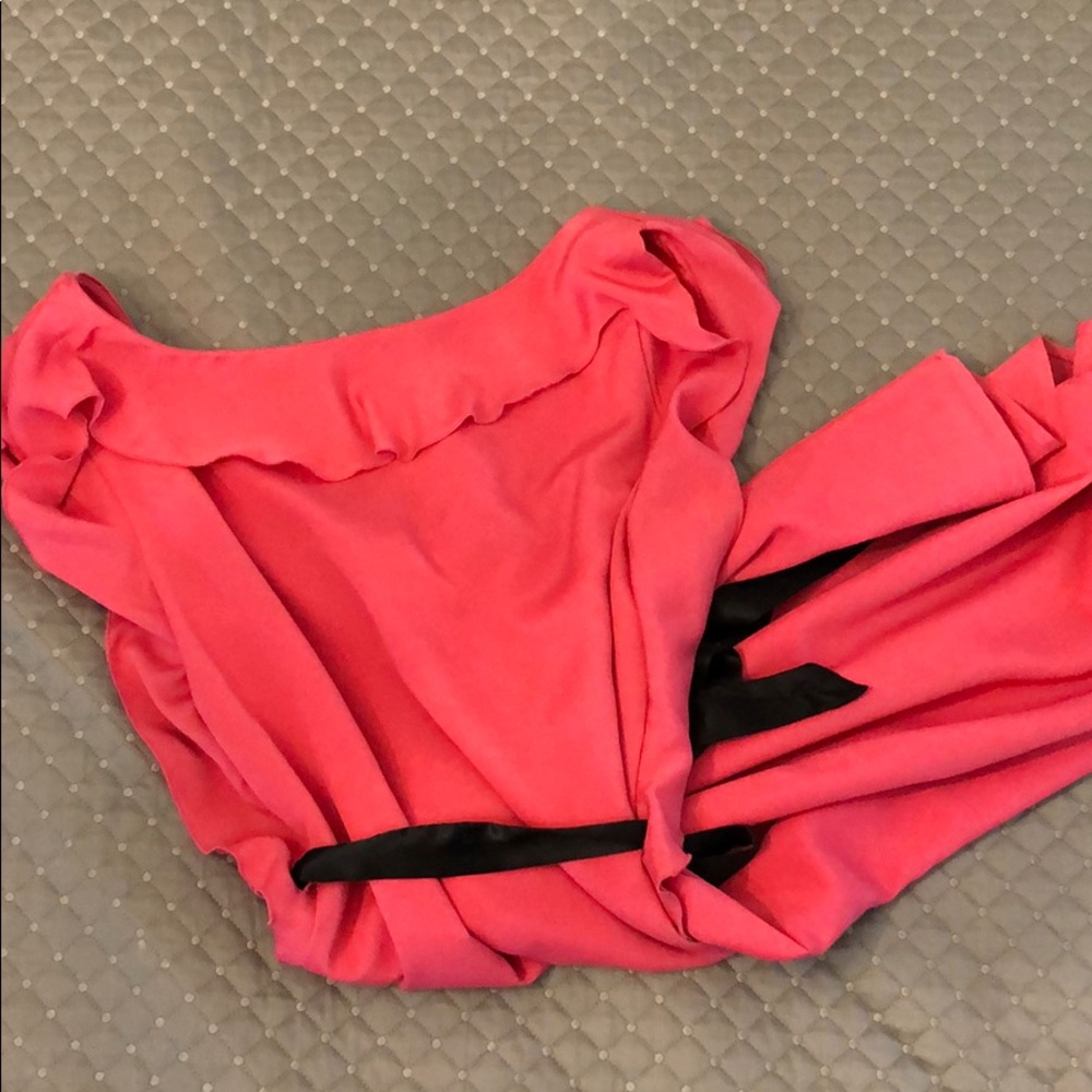Pink silk flutter dress from the Limited